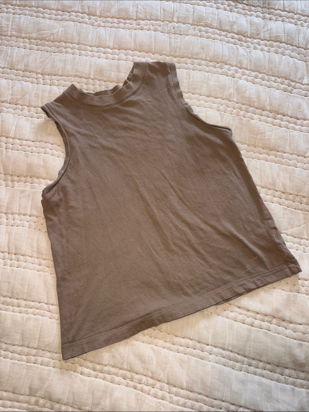 a new day Sleeveless Mock Neck Tank Top in Taupe Brown